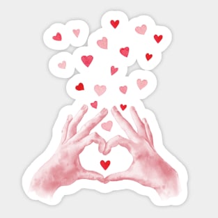 Hands heart sign print. Valentine's day art Sticker